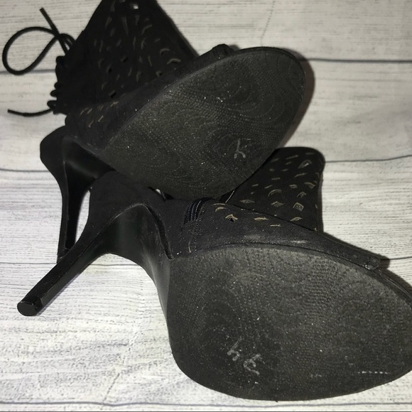 -Thaden Black Open Toe Booties - Picture 6 of 8